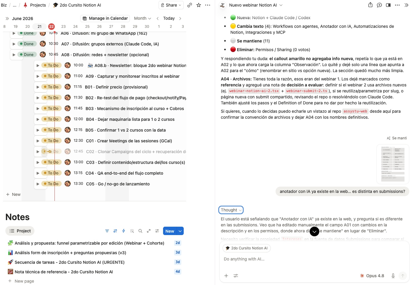 Sistema en Notion: proyecto, ideas, notas y tareas vinculadas y conectadas en un mismo lugar